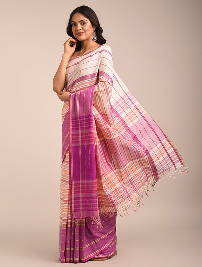 Women Multicolour Handwoven Cotton Saree