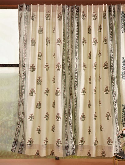 Multicolour Rod Type Cotton Traditional Curtain