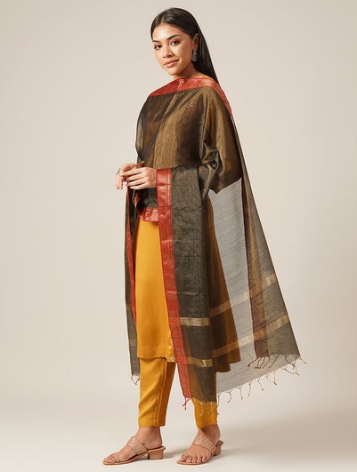 Women Blackmaheshwari Tissue Dupatta