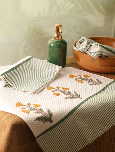 Handblock Printed Honeycomb Hand Towel