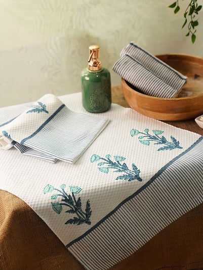 Handblock Printed Honeycomb Hand Towel