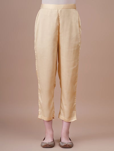 Women Ivory Modal Solid Ankle Length Regular Fit Pant - XS