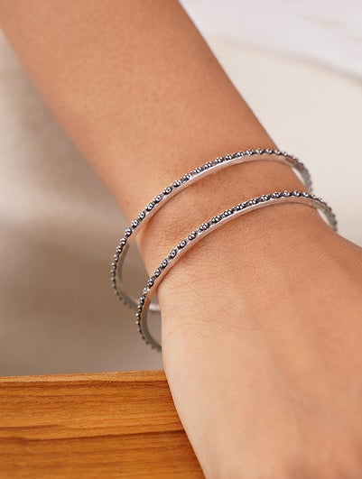 Women Tribal Silver Bangles (Pair)