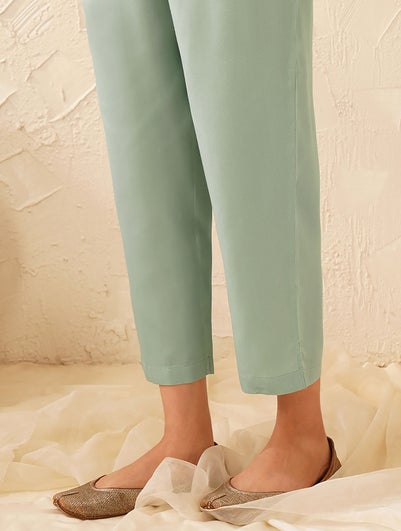 Women Green Modal Printed Ankle Length Regular Fit Pant - XS