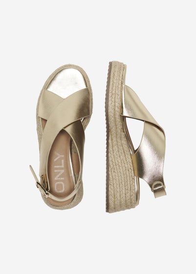 ONLY Gold Cross Strap PU Sandals