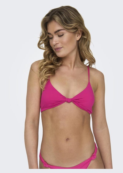 ONLY Pink Sienna Ribbed Knot Bikini Top