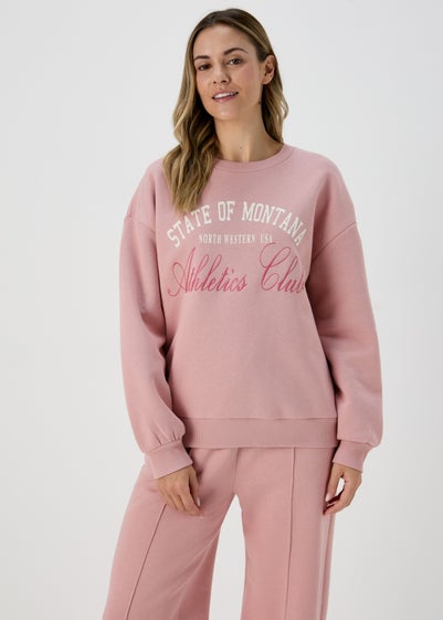 Pink Graphic Embroidered Sweatshirt