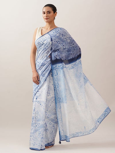 Blue Modal Shibori Saree