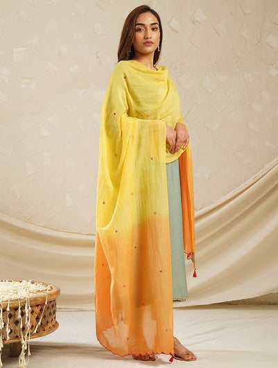 Women Multicolour Cotton Silk Embroidered Collection Dupatta