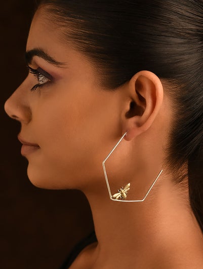 Women Silver Push Back Silver Earring