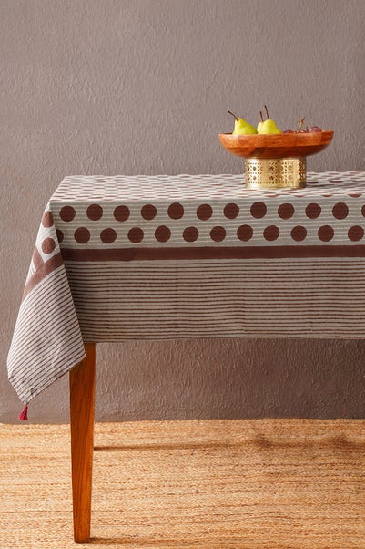 Multicolour Cotton Block Print Table Cloth