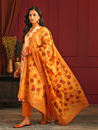 Women Multicolour Cotton Silk Hand Block Print Collection Dupatta