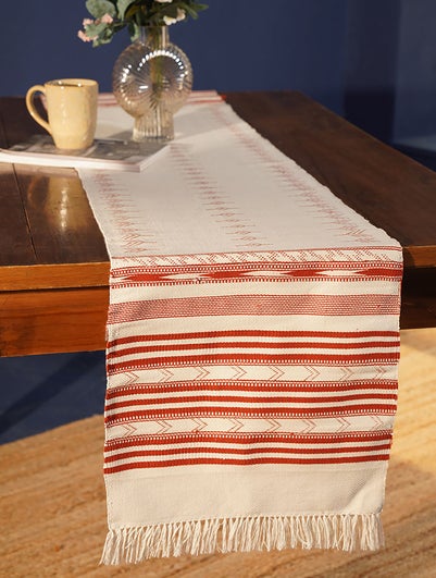 Rust Orange Cotton Woven Solid Table Runner