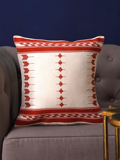 Rust Orange Cotton Hand Woven Cushion