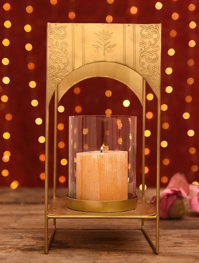 Home Decor Antique Gold Diya_Candle Stand