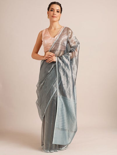 Blue Cotton Silk Saree