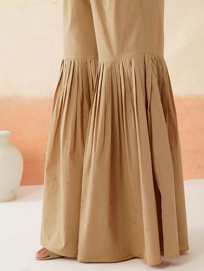 Women Beige Brown Palazzo - S