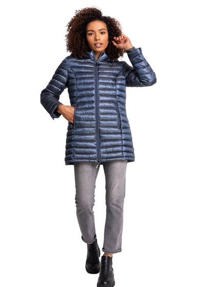 Roman Steel Blue Longline Hooded Padded Coat