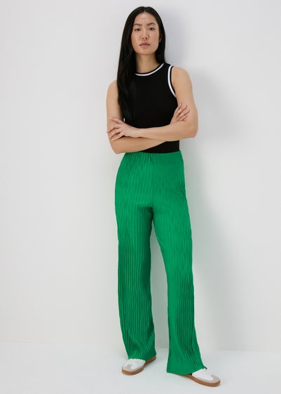 Green Plisse Trousers