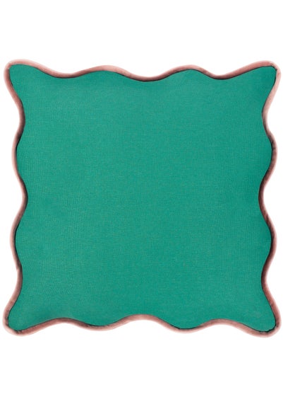 Heya Home Wiggle Velvet Piped Ready Filled Cushion (45cm x 45cm x 8cm)