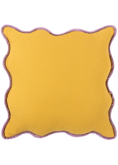 Heya Home Wiggle Velvet Piped Ready Filled Cushion (45cm x 45cm x 8cm)