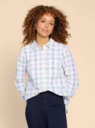 Sophie Karierte Bluse aus Bio-Baumwolle - Ivory Mlt - 38