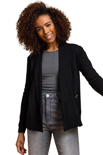 Roman Black Knitted Zip Detail Jacket