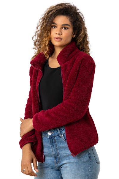 Roman Burgundy Soft Sherpa Fleece Jacket