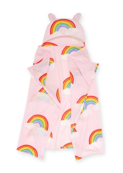 Catherine Lansfield Rainbow Hearts Cosy Fleece Hooded Blanket