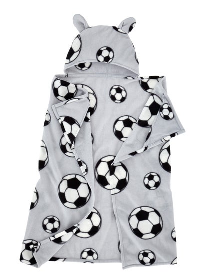 Catherine Lansfield Cosy Football Fleece Hooded Blanket - One Size