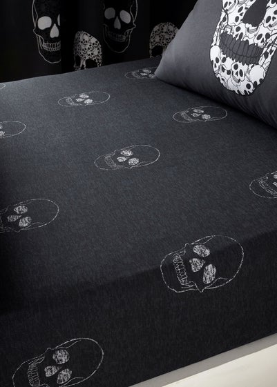 Catherine Lansfield Skulls Fitted Sheet - Fitted Single