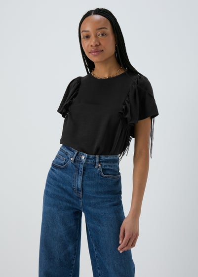 Black Frill Sleeve Top