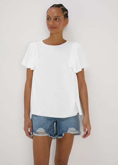 White Frill Sleeve Top