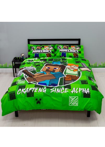 Minecraft Block Check Double Panel Duvet