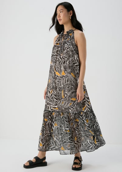 Et Vous Black Palm Printed Maxi Dress