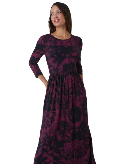 Roman Port Tie Dye Pocket Stretch Midi Dress