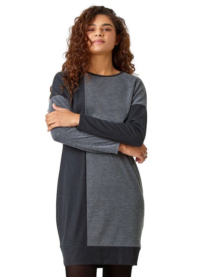 Roman Grey Colour Block Stretch Jumper Dress