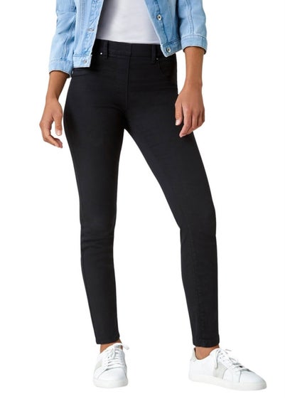 Roman Black Denim Stretch Jeggings Jean Leggings