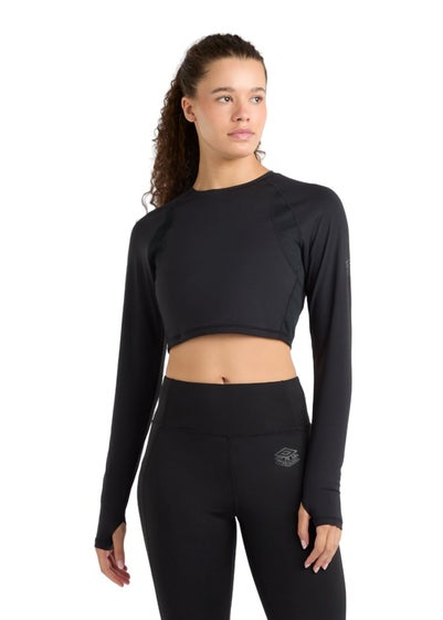 Umbro Black Pro Long-Sleeved Training Crop Top - Small