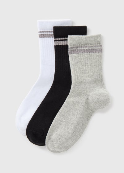 Girls 3 Pack Multicolour Lurex Sports Socks (2-12yrs)