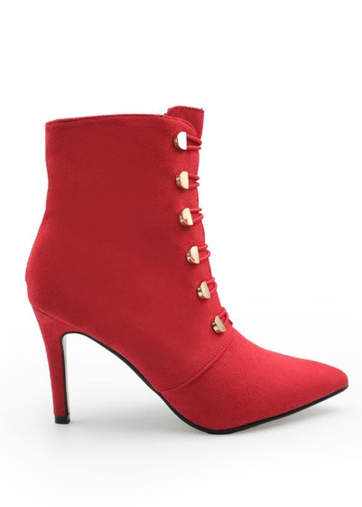 Where's That From Red Suede Blythe Pointed Toe Ankle Boots