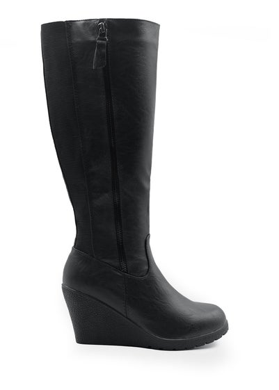 Where's That From Black Pu Lara Mid Calf Boots