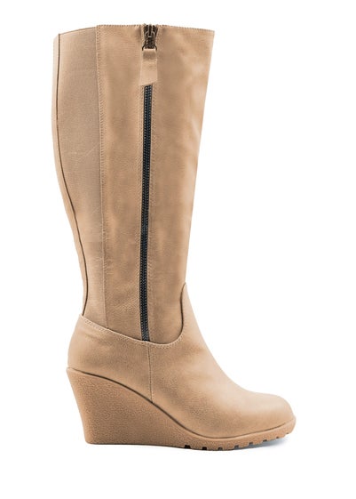 Where's That From Khaki Pu Lara Mid Calf Boots