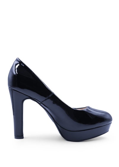 Where's That From Navy Blue Patent Alvina Platform Block Heels