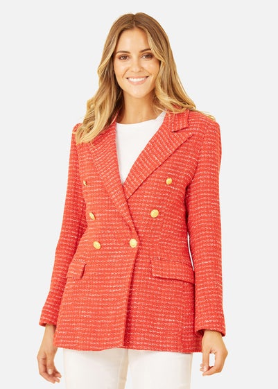 Yumi Red Boucle Fitted Blazer