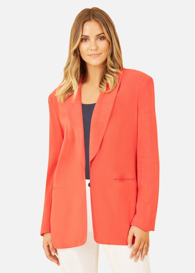 Yumi Red Linen Relaxed Blazer