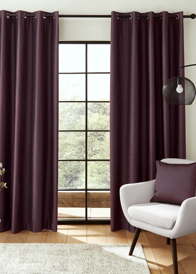 Catherine Lansfield Faux Silk Blackout Thermal Insulating Eyelet Curtains