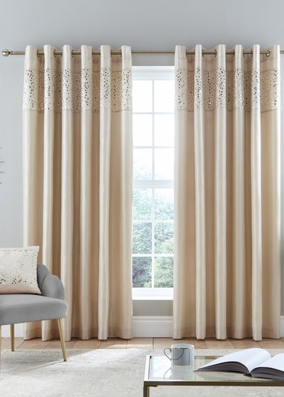 Catherine Lansfield Glitzy Sequin Lined Eyelet Curtains - 66W X 54D (168x137cm)