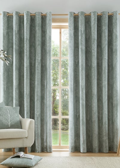 Catherine Lansfield Alder Trees Cotton Lined Eyelet Curtains