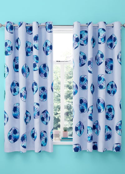Catherine Lansfield Tie Dye Football Reversible Curtains - 66W X 72D (168x183cm)